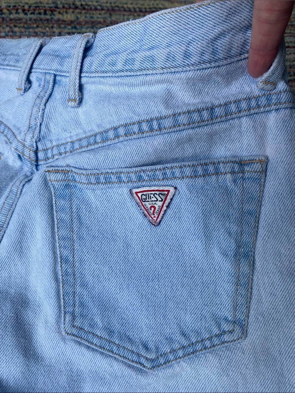 Vintage 90’s Guess by Marciano Faded Light Blue Jean Shorts 30